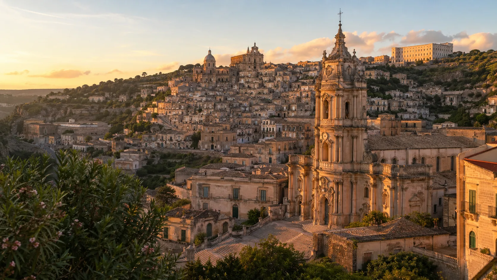 Erice mit mittelalterlichen Mauern und Aussicht auf das Mittelmeer