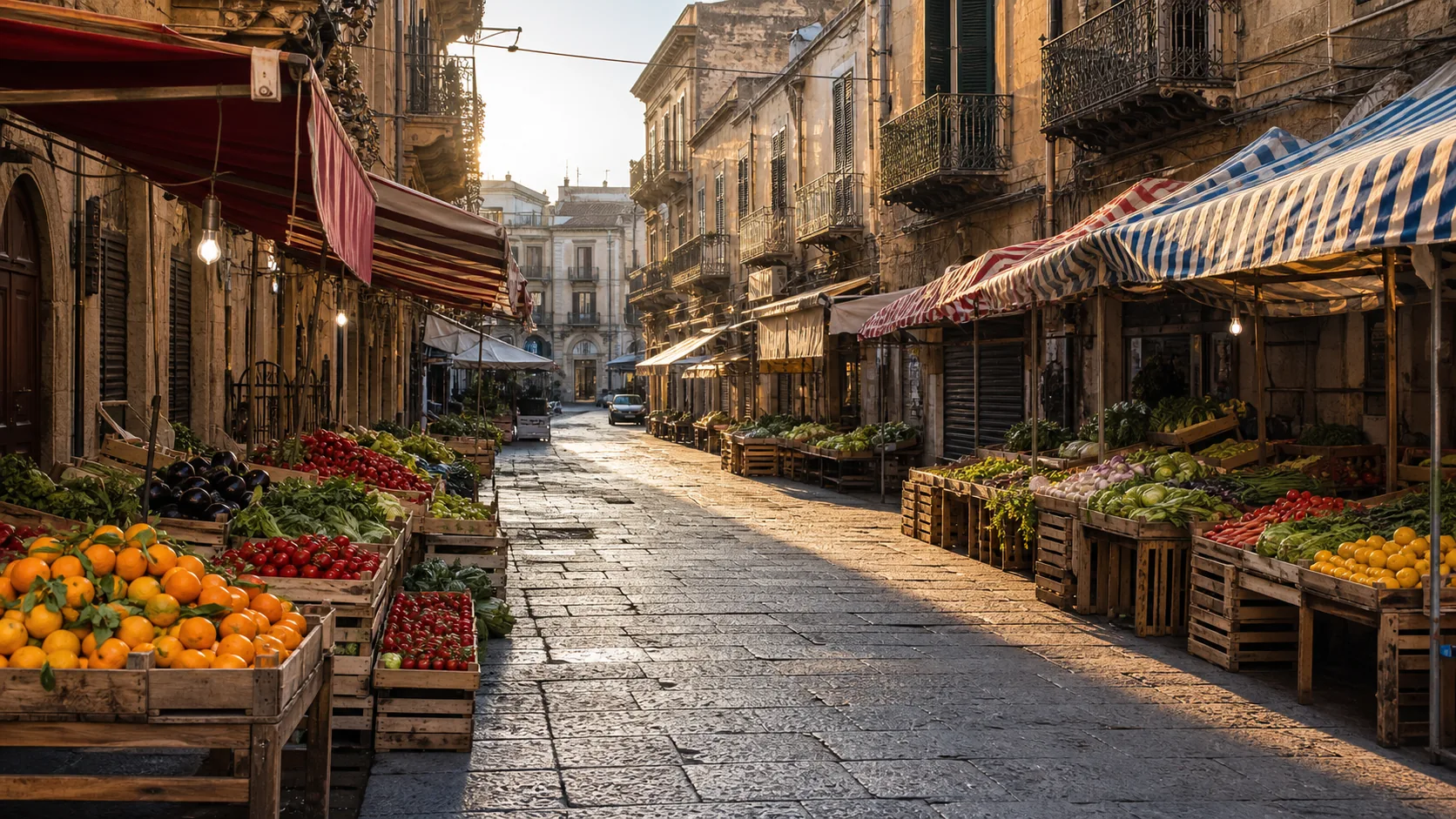 Lebendiger sizilianischer Markt in Palermo