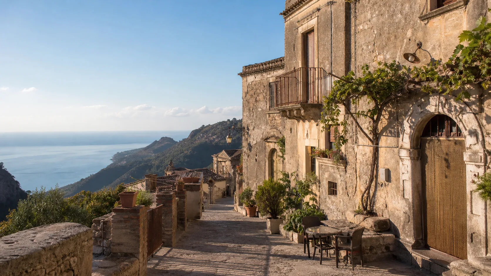 Savoca, Bergdorf in Sizilien mit Aussicht zum Ionischen Meer
