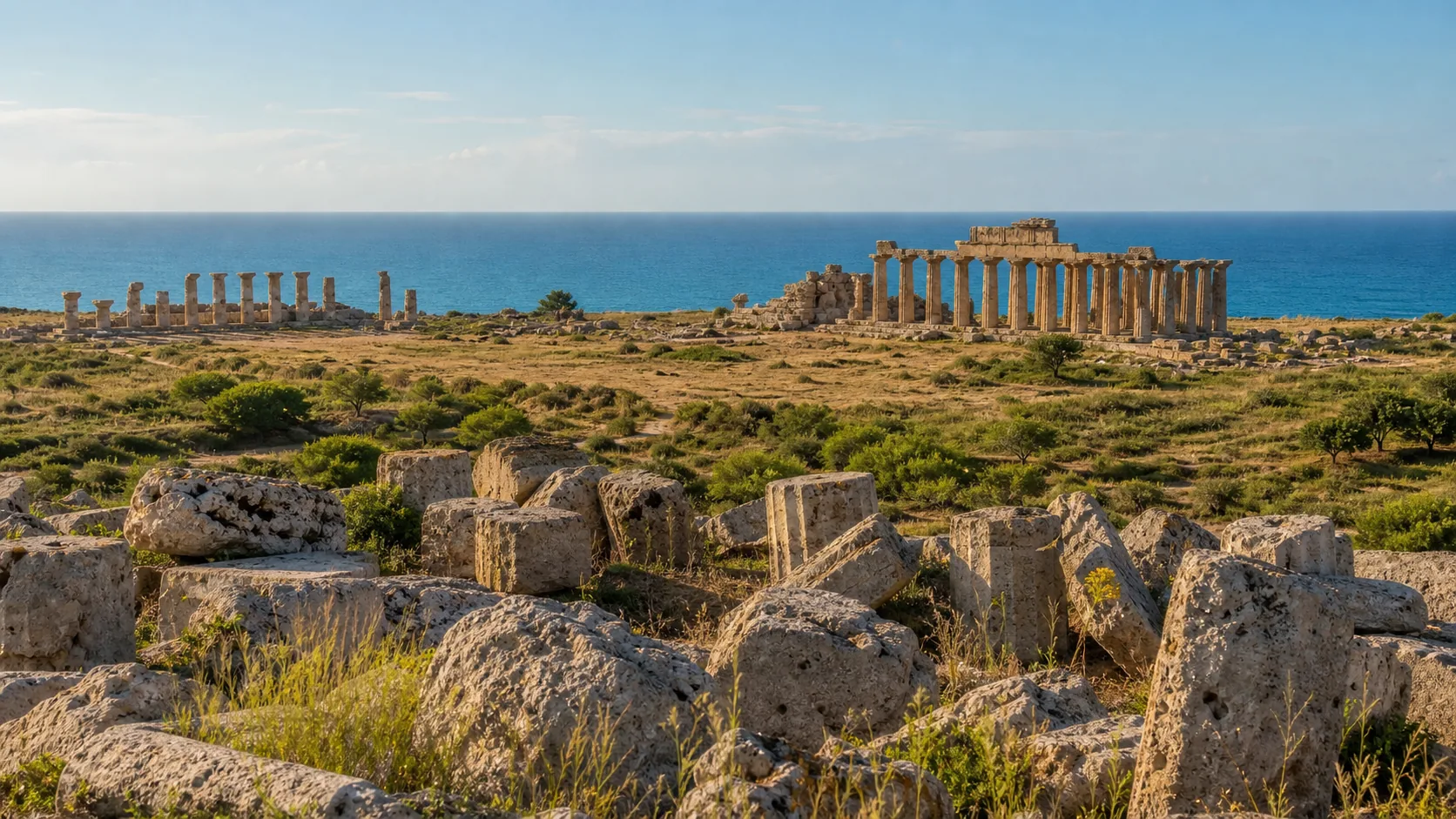Antike griechische Tempel in archäologischem Park