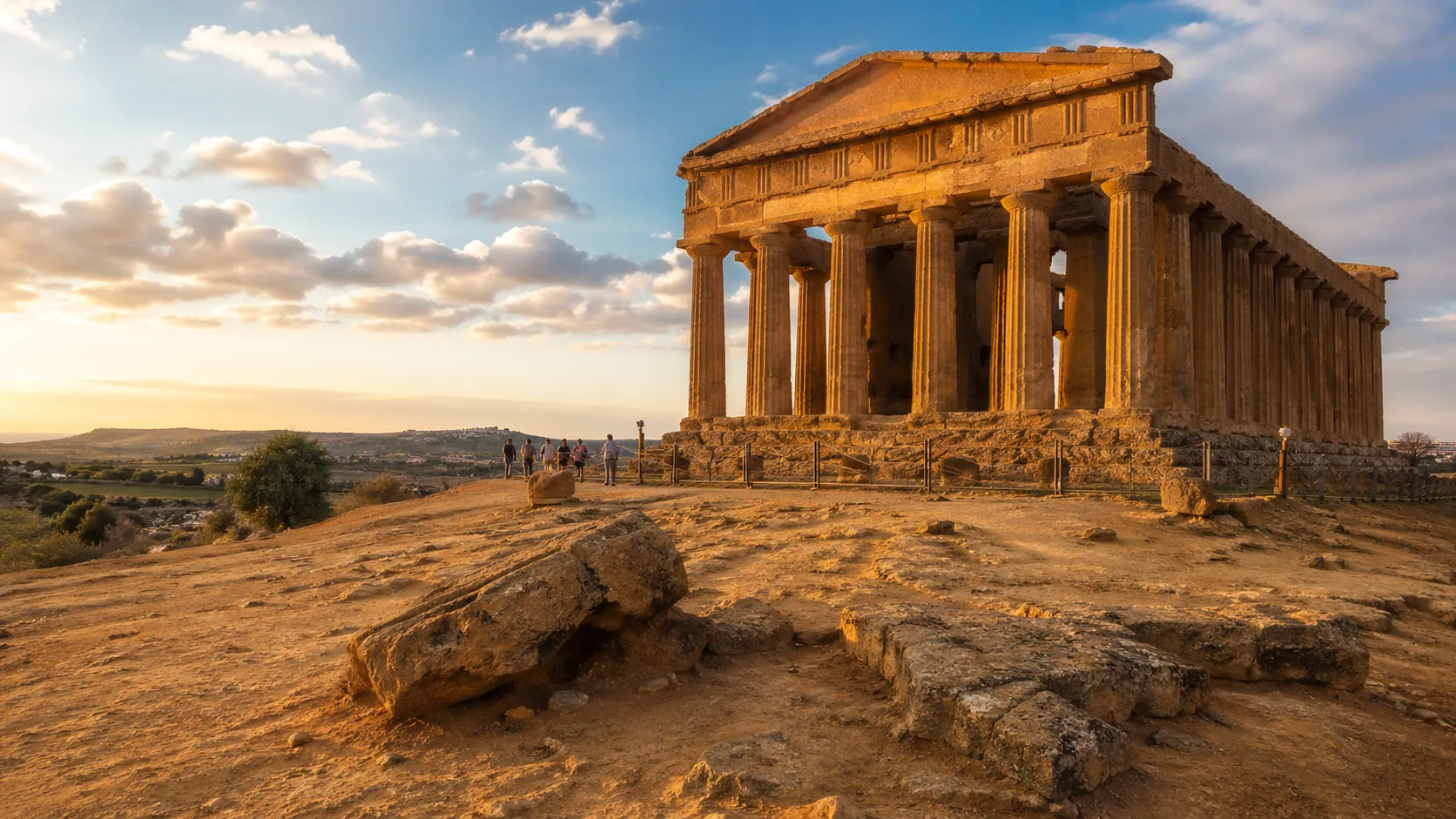 Tempel der Concordia im goldenen Abendlicht